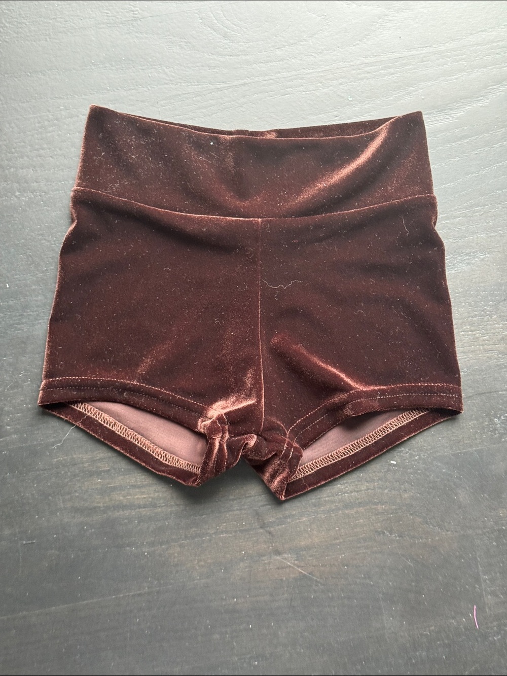 Velvet High-Waist Dance Shorts — Brown